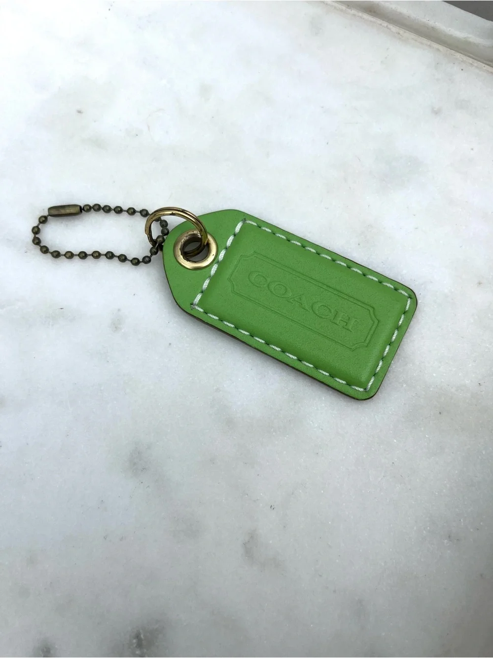 COACH Vintage Leather Hang Tag, Light Green